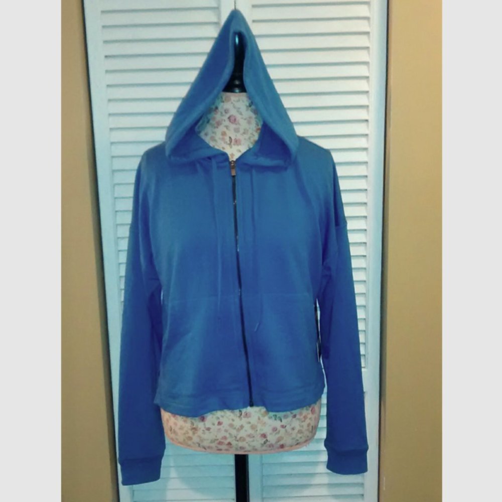 New with Tags 90 Degree by Reflex Cropped Blue Hoodie, Size L